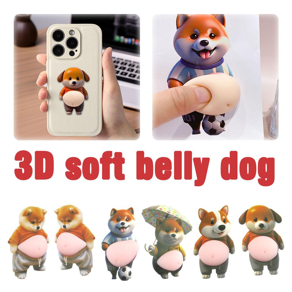 1/5Pair 3D Dog Stickers-Cute Puppy with Orange Outfit & Pastel Pink Background, Rubber Self-Adhesive Decals with Glitter Accents