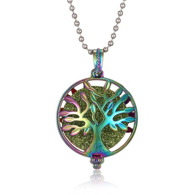 2pcs New Colorful Aromatherapy Necklace Vintage Flower Butterfly Tree Owl Essential Oil Diffuser Necklace Perfume Lockets Pendants
