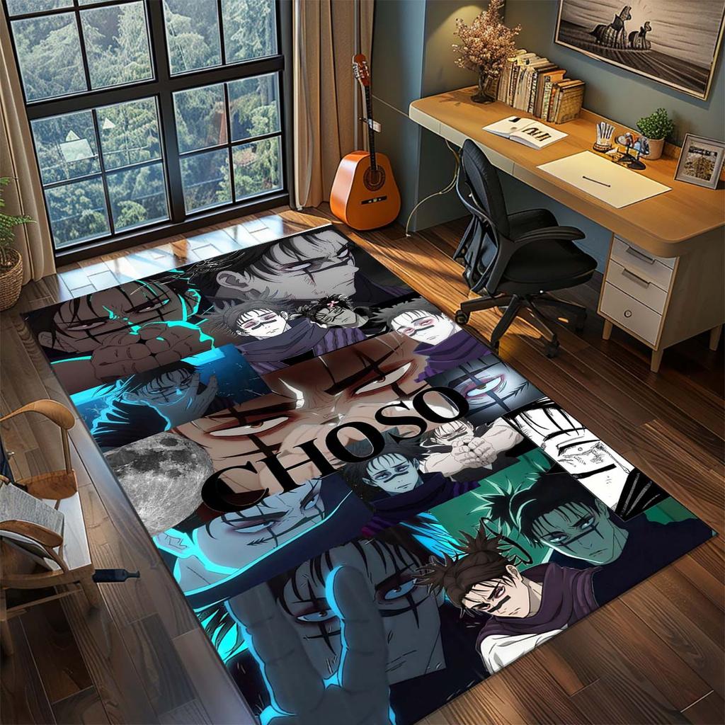 Tappeto in Poliestere per Interni Jujutsu Kaisen Tappeto Anime Antiscivolo Decorazione Pavimento Soggiorno Camera da Letto -QJY