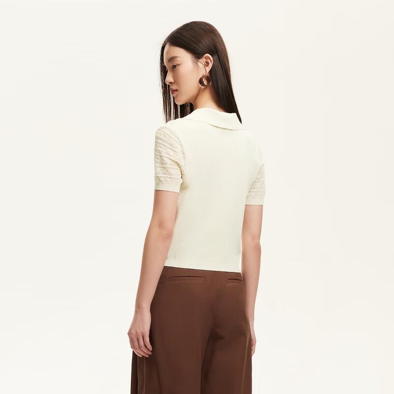 VEROMODA Women's Cropped Knit Polo T-Shirt