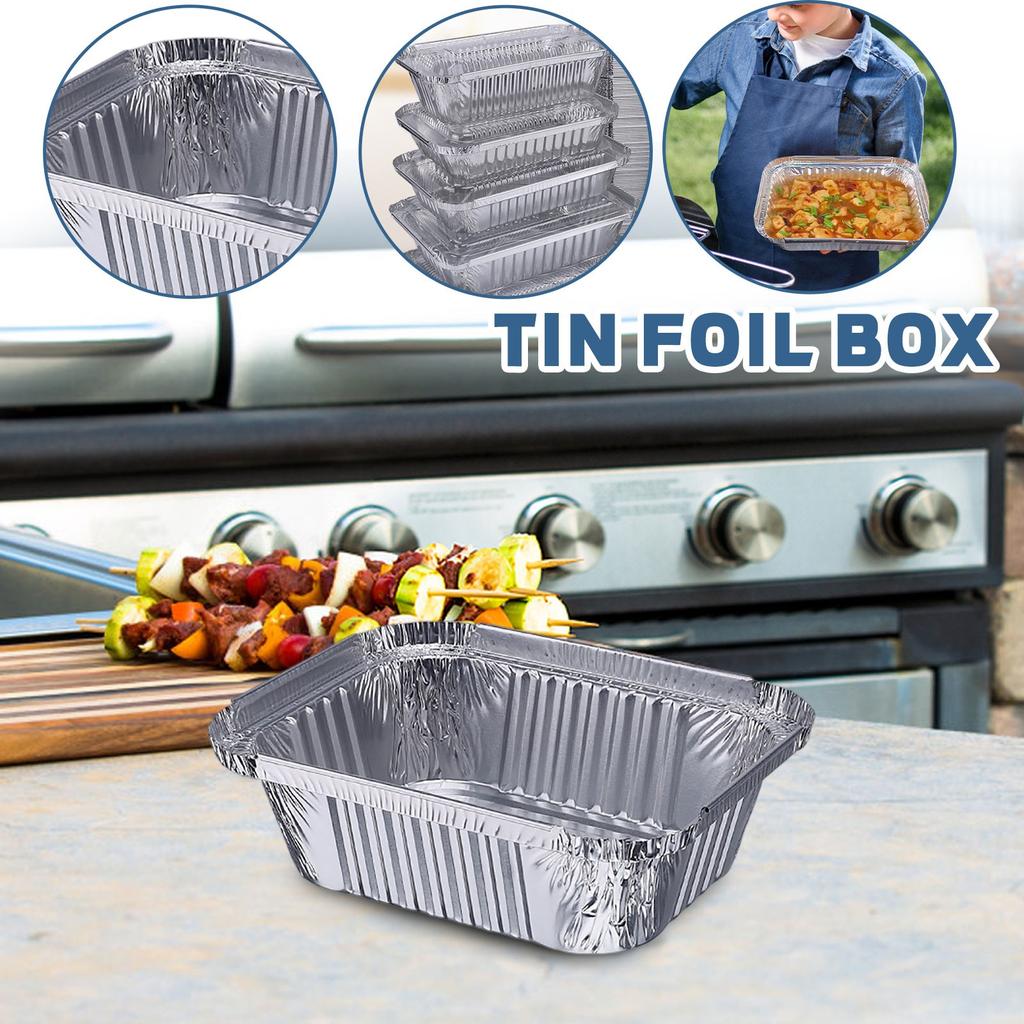 40pc Rectangular Tin Foil Bowl And Plate Tin Foil Aluminum Foil Insulation Lunch Box