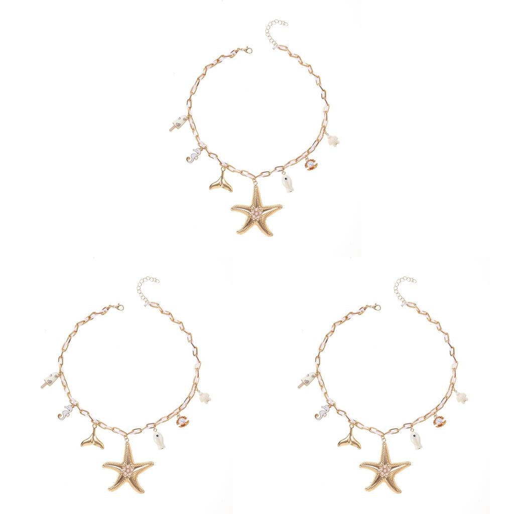 Starfish Necklace For Women Summer Beach Jewelry Zinc Alloy Geometric Design