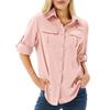 Women's Collared Long‑Sleeve Quick‑Dry Breathable Utility Shirt With Dual Chest Pockets For Outdoor Wear