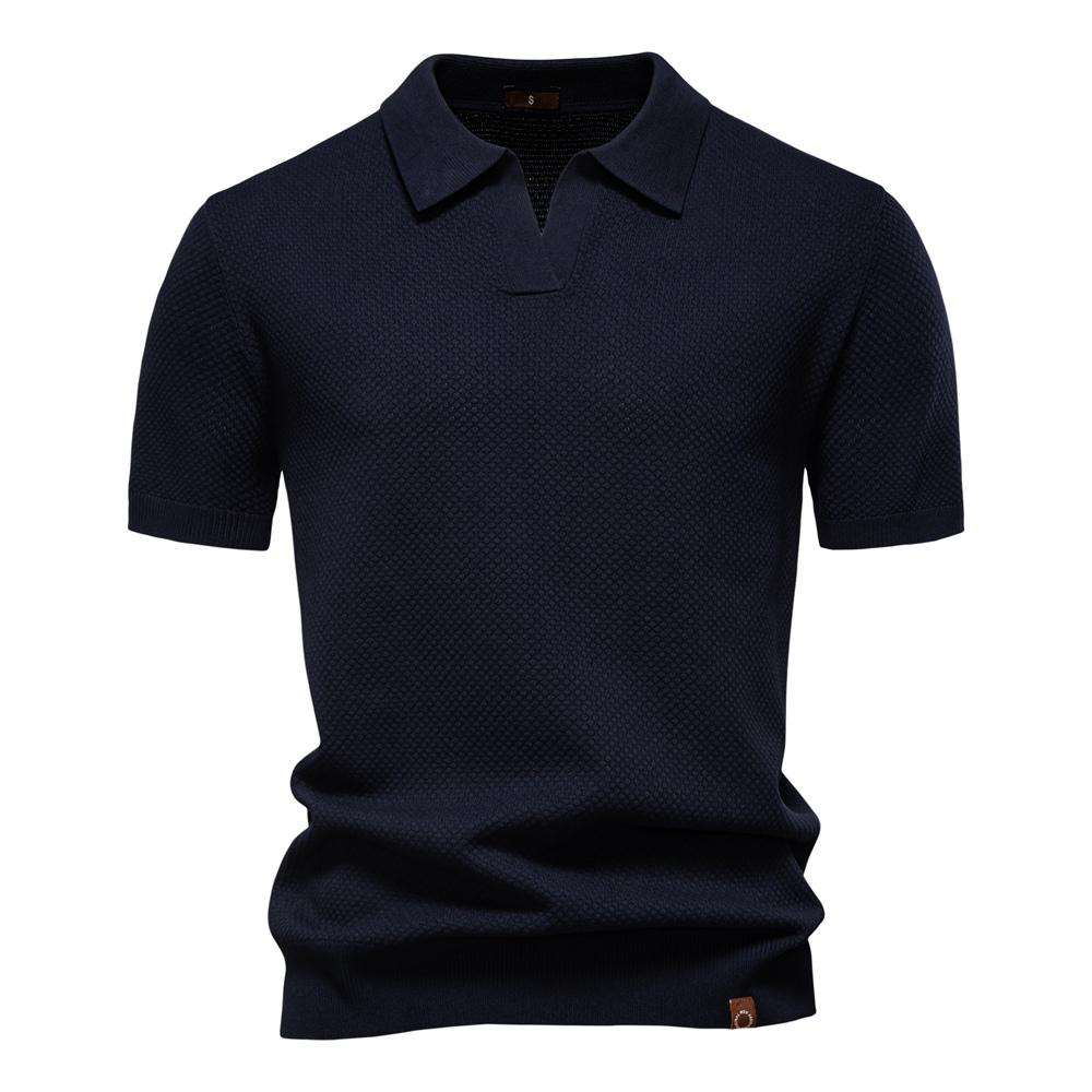 2025 New Summer Men's Golf Polo Shirt Premium Solid Color Breathable Collared Knitted Social Casual