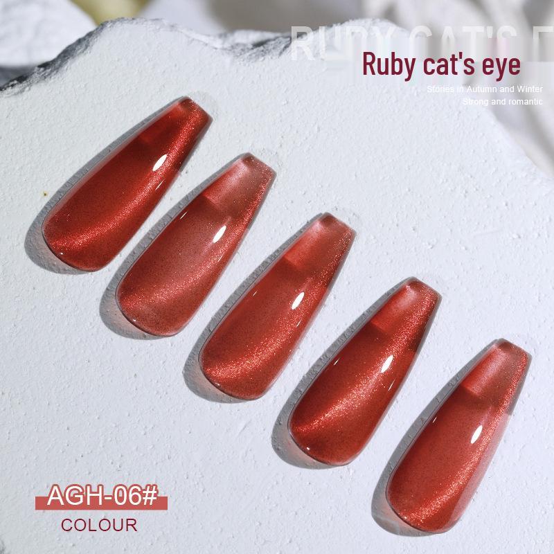 AS New Gem Red Cat Eye Gel Polish - Autumn/Winter 2022 Dynamic Crushed Diamond Crystal Cat Eye Nail Art