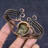 Ammonite Fossil Gemstone Copper Wire Wrap Cuff Bangle Adjustable