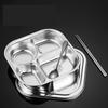 304 Stainless Steel Fast Food Plate Household Three Four Five Compartments Adult Children Tableware Square Solid Dining Dish