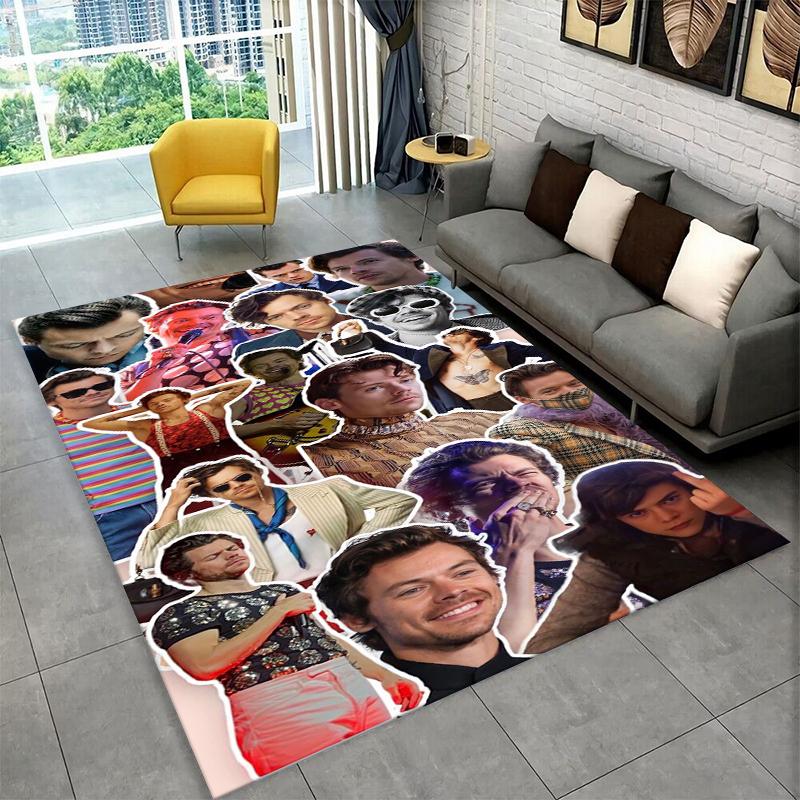 Tappeto alla moda Harry Styles Cantante Stella per Camera da Letto Soggiorno Divano Sala Giochi Zerbino Decorazioni per la Casa, Tappeto Area Bambini Antiscivolo
