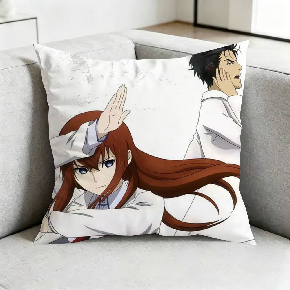 Steins GGate Anime Pillow Case Square DoubleSided Sofa Cushion Cover Bedroom Bedside Pillow Gift