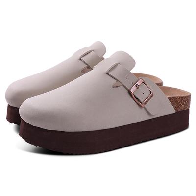 Fashion Kidmi Fashion Herren Wildleder Pantoletten Kork Clogs Plateausandalen Herren Clogs Hausschuhe Outdoor Weiche Absatzsandalen mit Fußgewölbeunterstützung