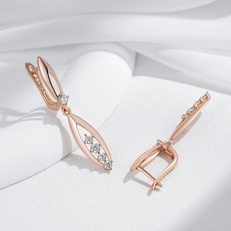 Innovative Design Shiny Natural Zircon Drop Earrings For Women Fashion  Rose Gold Color Romantic Daily Fine Jewelry