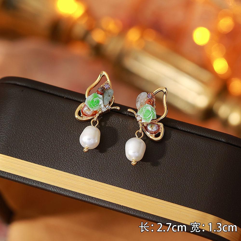 Ainibenni Original Design Enamel Painted Earrings for Women, Monet Garden Oil Painting Style Stud Earrings