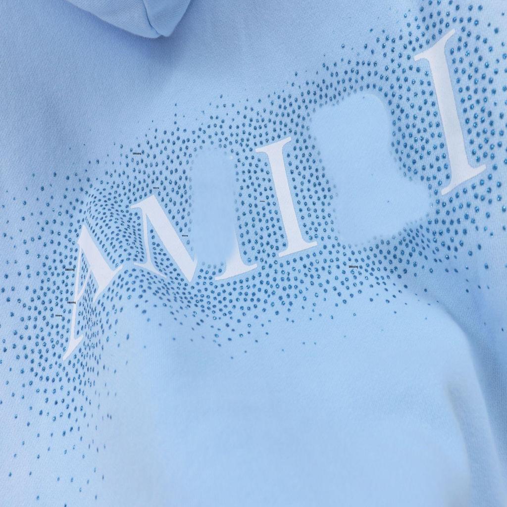 Amiri Washed Water Hoodie: New Star Flash Effect, Embellished Letter Print, Heavyweight American Style for Autumn/Winter
