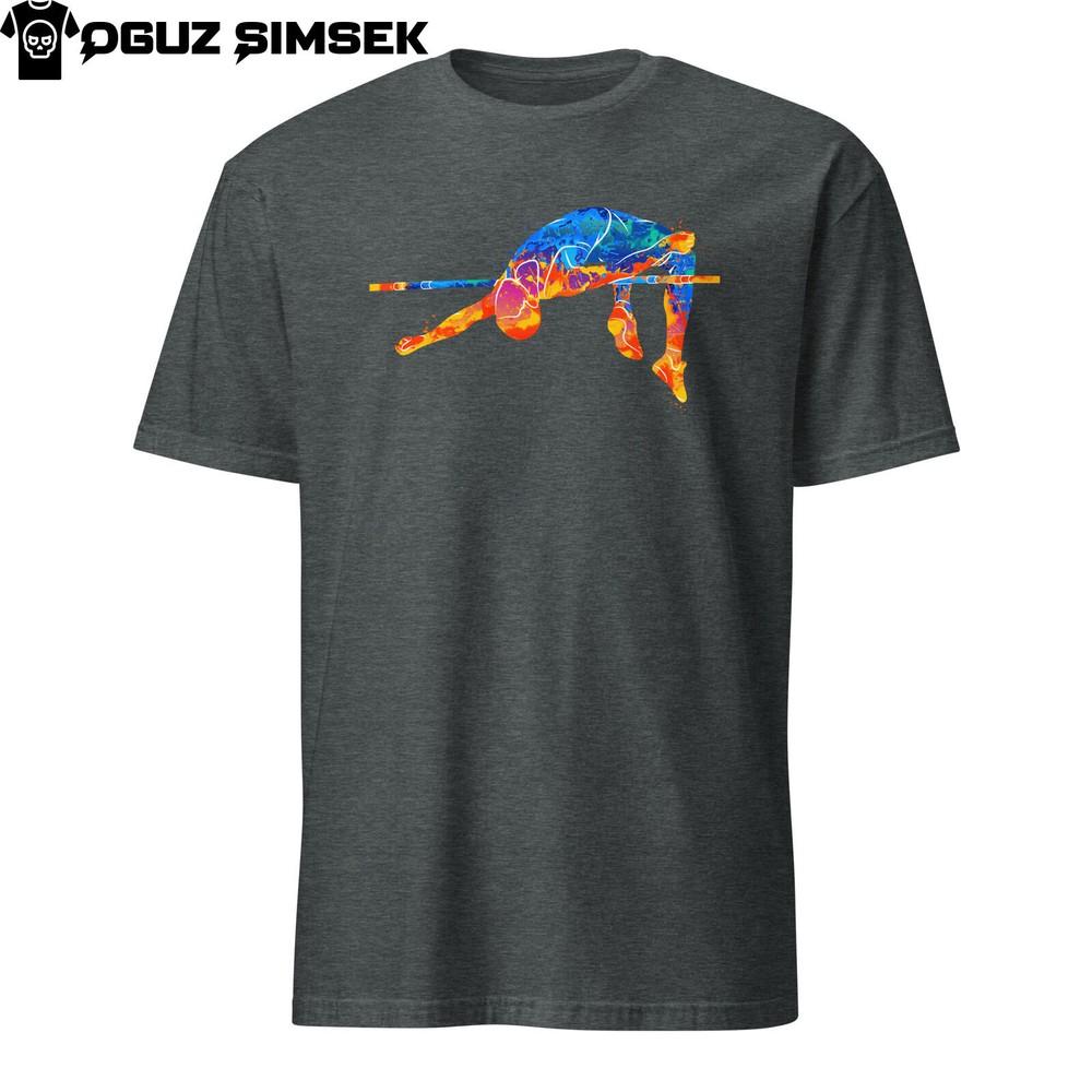 Abstract Colorful Silhouette Man Jumps In Height Short Sleeve Unisex T-Shirt Tee