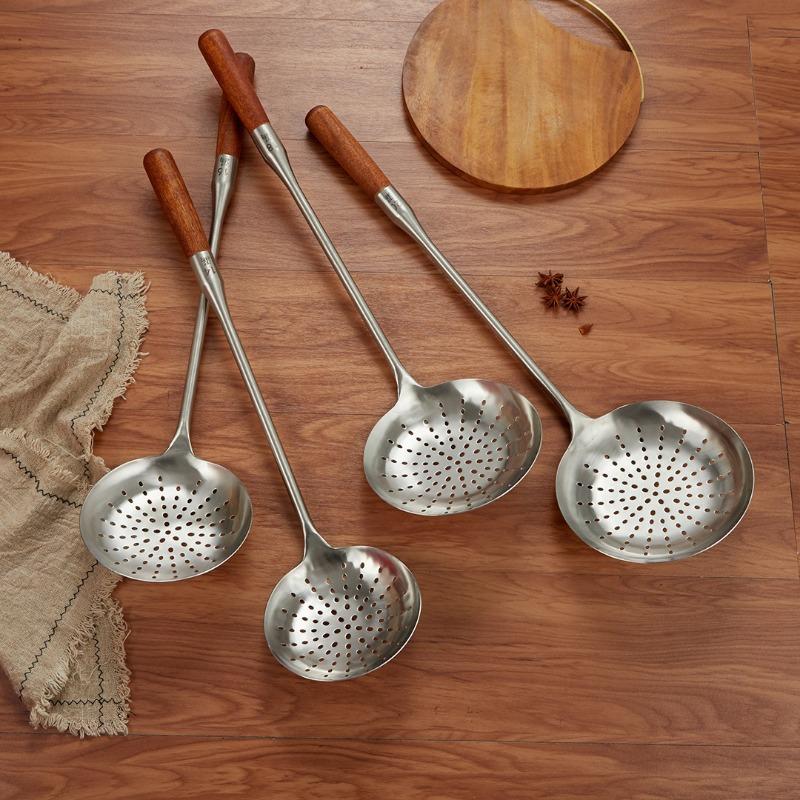 Stainless Steel Strainer Spoon for Scooping Noodles, Large Filter Screen, Hot Pot Dumpling Spoon, Chef's Deep-frying Thickened