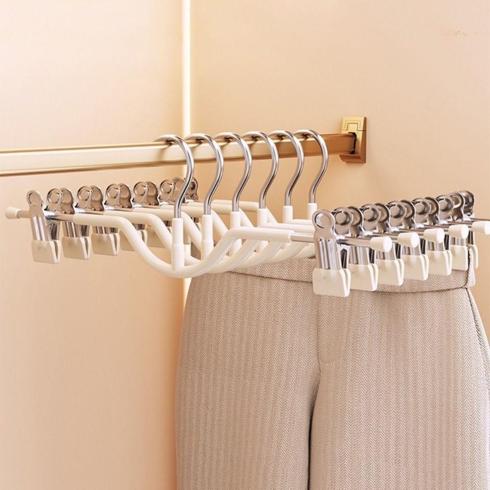 10PCS PVC Dipped Pants Hangers Stainless Steel Pants Clip Clothes Drying Rack  Underwear