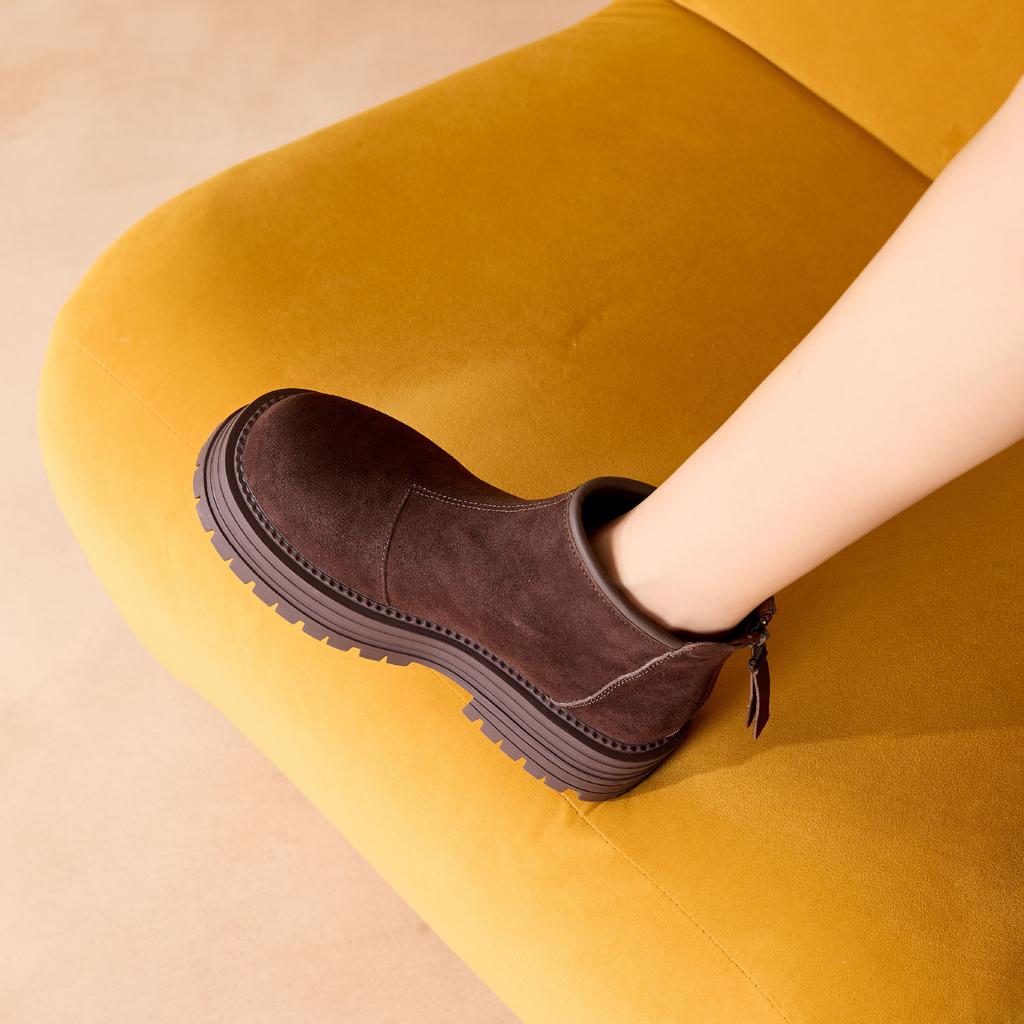 Bottes de Neige à Semelles Épaisses Hiver Chaudes pour Femmes Confort Pelucheux Cheville Tendance Simples Quotidiennes Chaussures pour Femmes Antidérapantes Bottes d'Hiver