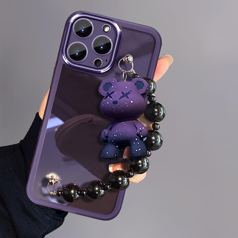 Transparent Little Bear Bracelet Case for iPhone 16 Pro Max/14/15 - New Fashion Protective Cover