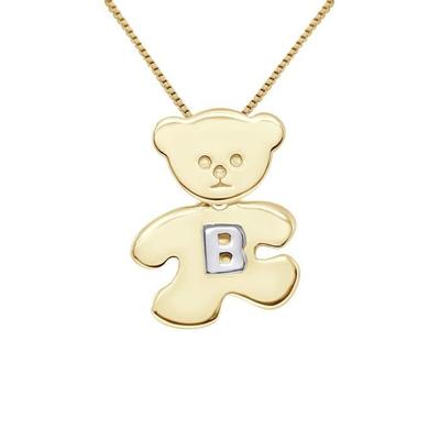 Children's Pendant - LÉA &; ARTHUR - OURSON - Yellow Gold Plated - Letter B 925 Silver - Mixed