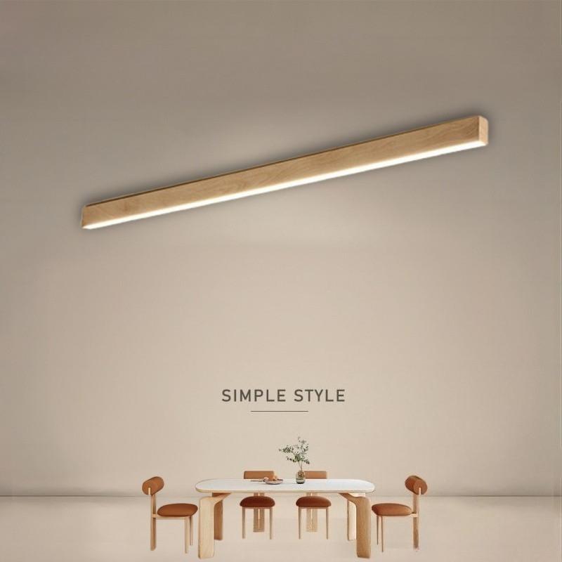 Nordic Style Living Room LED Linear Ceiling Light Hallway Long Ceiling Lamp Liner Lamp Natural Wood Finish Balcony Light