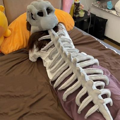 Costume Realistico Scheletro di Dinosauro per Bambini Abito Peluche 3D con Cerniera Posteriore Modello da Indossare Facilmente Abbigliamento da Dinosauro per Festa di Halloween Cosplay