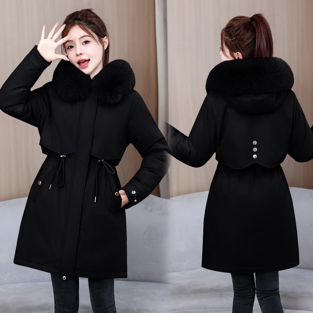 Pie Overcomes Women's Winter Year's New Skinny Down Cotton Clothing Fashion Versatile Down Thick Fur Integrated Jacket