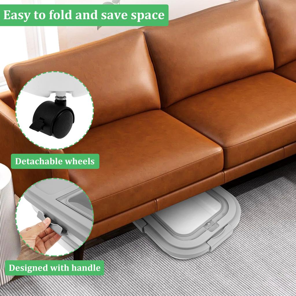 Faltbarer Katzen-Hunde-Futteraufbewahrungsbehälter Luftdichte Tierfuttertonne mit Rädern Messbecher und Schaufel für Mehl Müsli Reis Getreide