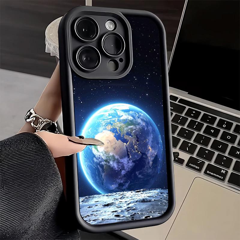 Phone Case for iPhone 17 Air 16E 15 16 Pro Max Earth Stars Space Universe Cover 14 Plus 13 12 Mini Soft Shell Silicone Fundas