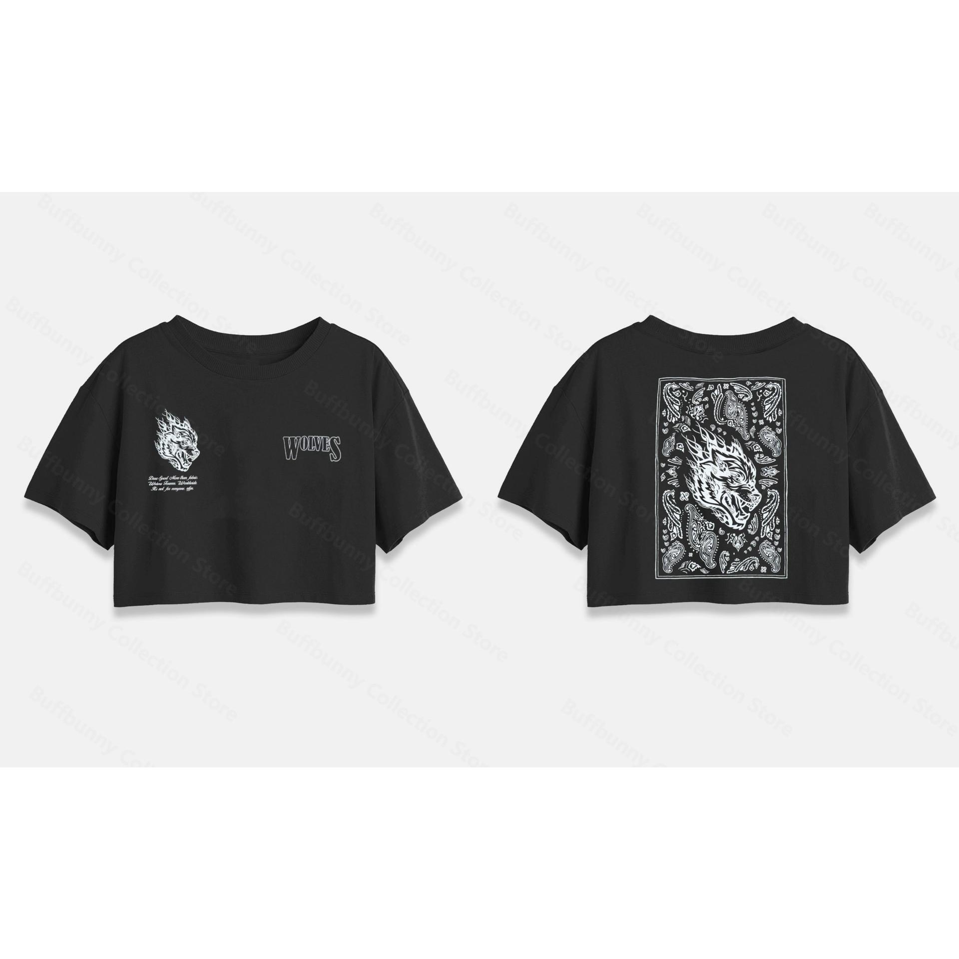 

В наличии: Укороченный женский топ свободного кроя с головой темного волка - Высокое качество, круглый вырез, короткий рукав. XL (suggested 130-145 jin)