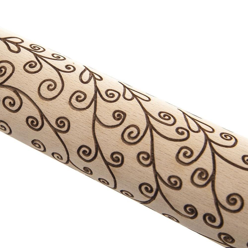 Decorative Rolling Pin Cake Decorator for Cookies and Cookies Stems with Leaves