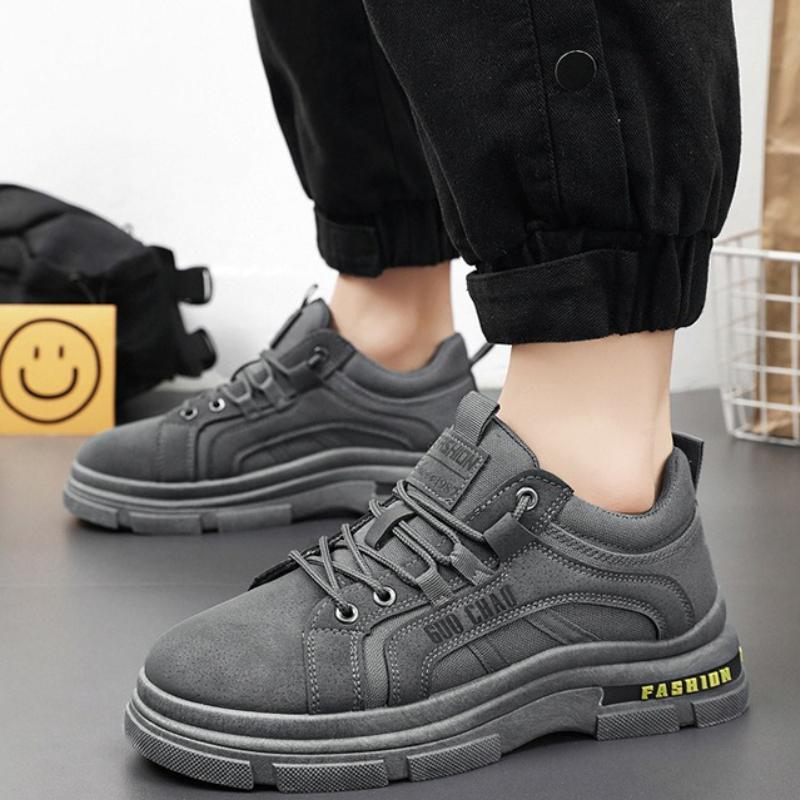 Fashion Lace-up Men's Hiking Shoes New Breathable Platform Work Shoes Comfortable Non-slip Casual Sneakers Outdoor Jogging Shoes