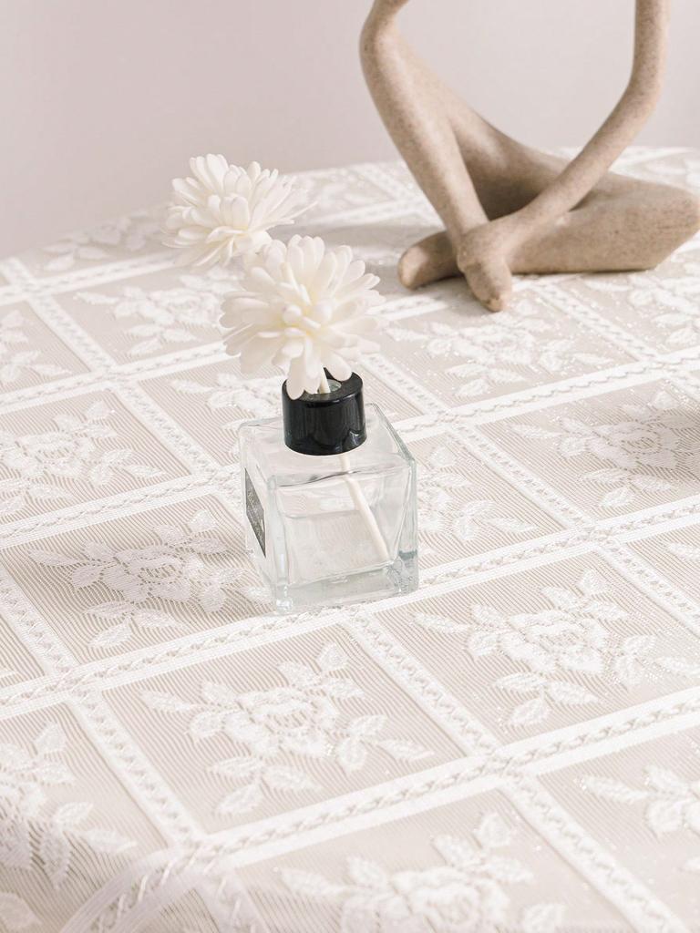 White Lace Tablecloth Rectangle Vintage Embroidered Lace Table Cover for Wedding Party Home