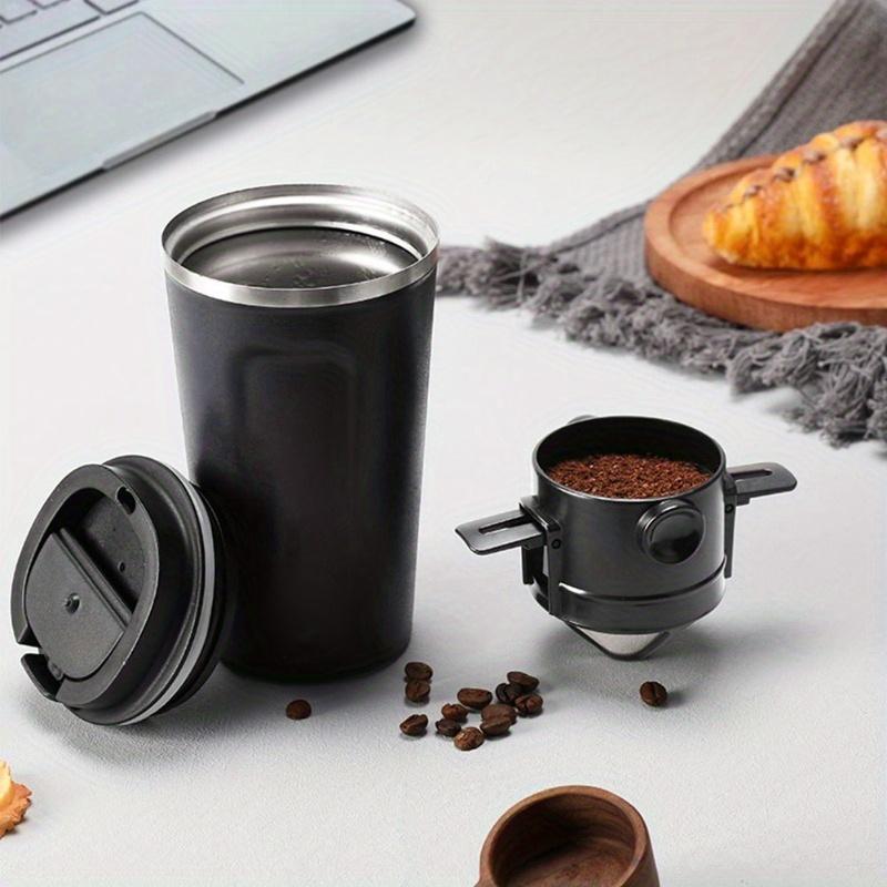Portable Hand-brewed Coffee Filter Cup Stainless Steel Folding Ear Filter Drip-free Coffee Filter Cup with Bottom Tray