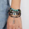 Ethnische Stil Armband Blue Eye Legierung Feder Pendent Multilayer Perlen Armband Frauen Männer Armband Schmuck Zubehör Geschenk