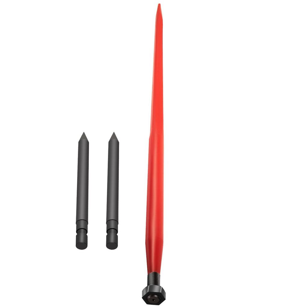 Hay Spear 49\" Bale Spear 3000 Lbs Capacity, Bale Spike Quick Attach Square Hay Bale Spears 1 3/4\" Wide, Red Coated Bale Forks, Bale Hay Spike with 2