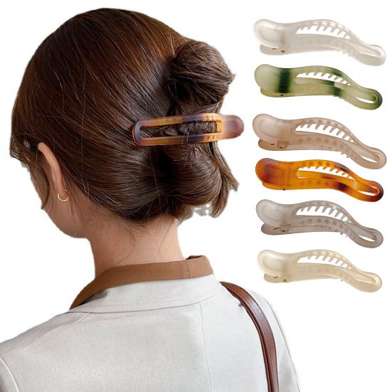 Hair Clips Apricot Flat Duck Bite Pin Rust-Resistant Reusable Large Side-Smooth Flat Clip Hair Accessories
