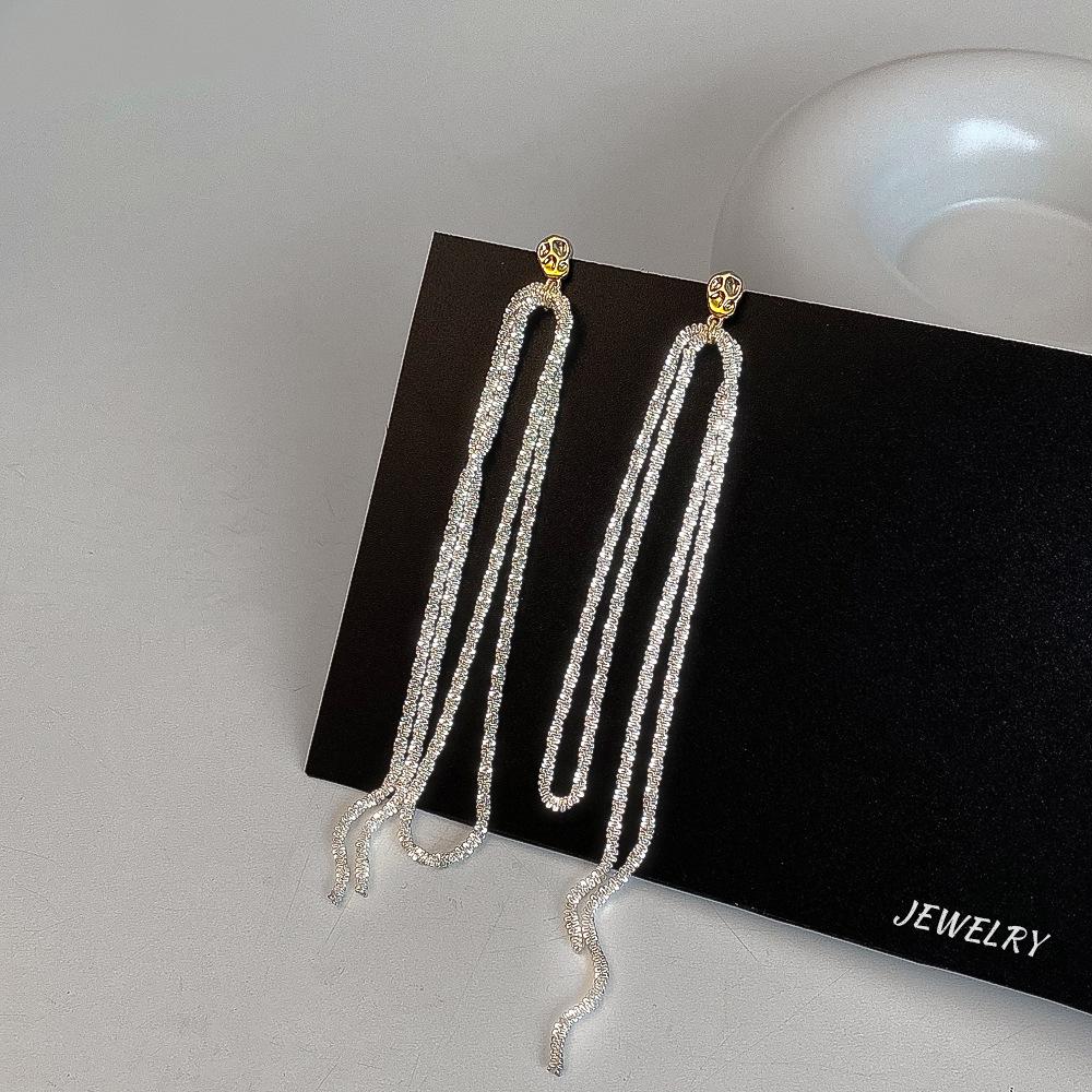 

Корейские ретро геометрические серьги с длинной кисточкой с золотым покрытием для женщин