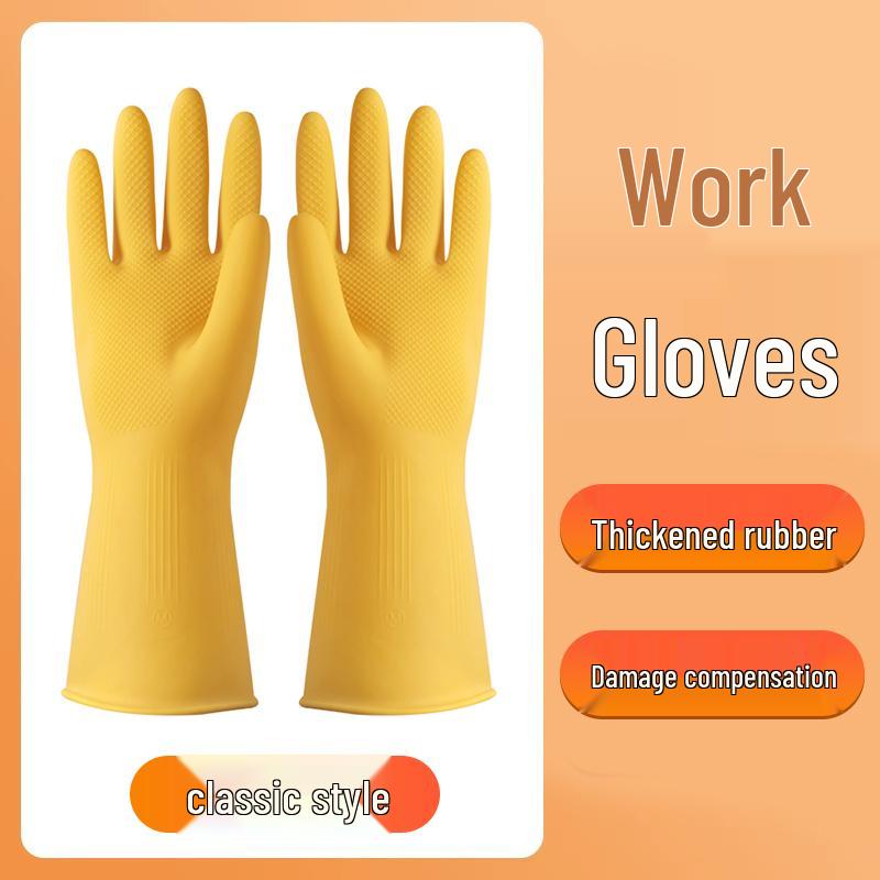 Womens Durable Waterproof Latex Work Gloves - Thick, Wear-Resistant for Kitchen & Household Tasks
