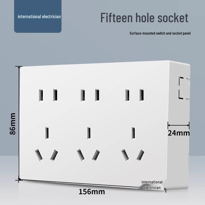 86 Type Double Gang Double Throw Wall Switch & Socket Panel with Exposed Wiring & Five Holes