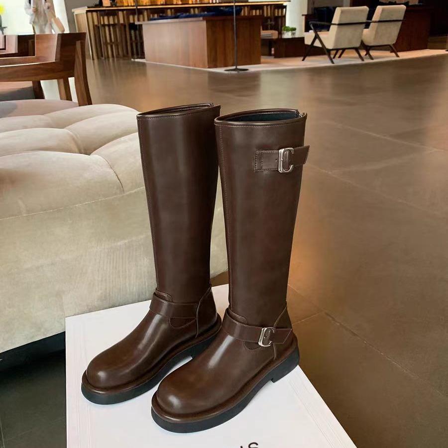 

Виноградная мать осень и зима новый польская фотогалерея ~ мода круглая пряжка с толстым каблуком, но высокие сапоги до колена рыцарские сапоги женские 40