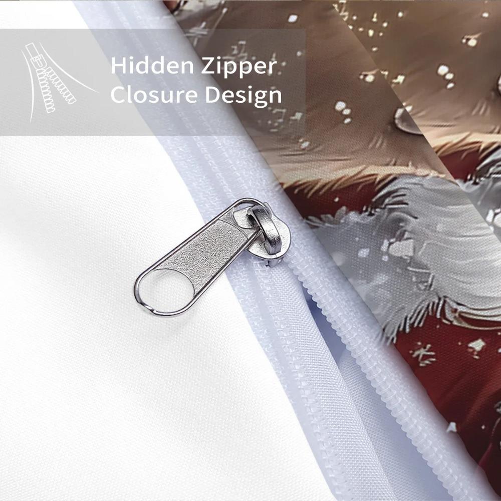 3pcs Santa Claus Printed Bedding Set Multiple Sizes To Choose From Machine Washable Christmas Gift