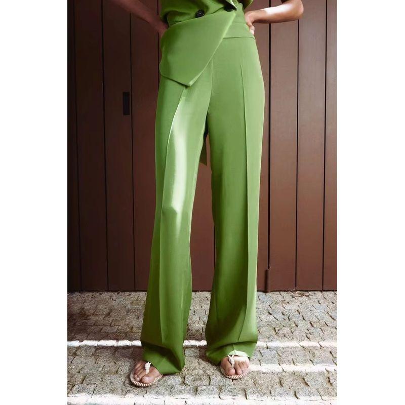 Draped Wide Leg Sleeveless Suit Outwear Vest Pants