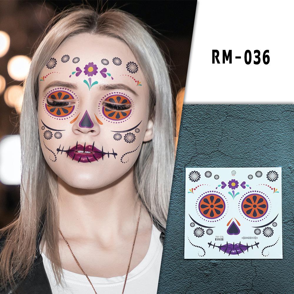 Autocollants de Tatouage Faciale Halloween & Jour des Morts Transfrontaliers - Autocollants Maquillage de Fête Florale