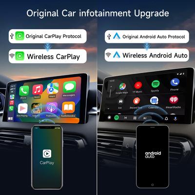 2w1 Bezprzewodowy Dongle CarPlay Bezprzewodowy Adapter Android Auto AI Smart Box Samochodowe Systemy Inteligentne Do Samochodu Z Przewodowym CarPlay