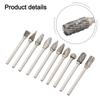 10pcs Rotary File Grinding Head Set Engraving Milling Cutter Head Tungsten Steel Double-Cut Grinding Heads Rotary Tools
