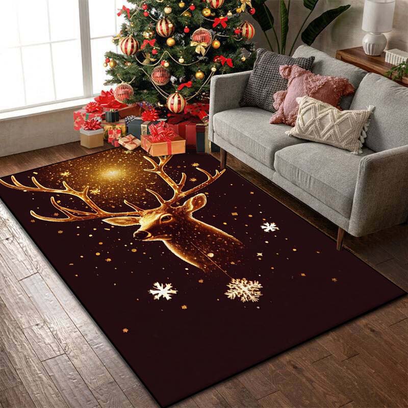 15 Size Christmas Reindeer Pattern Rug Carpets Bedroom Living Room Bathroom Mat Creative Door Mat Area Rug Home Holiday Decor