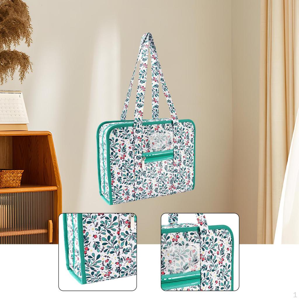 Embroidery Project Bag Packing Organizer Portable with Handle Carrying Case Tote for Crochet Art