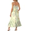 Damen Long Beach Casual Elegant Spaghettiträger Maxikleid Floral Low-Key Fließendes Bohemian Kleid