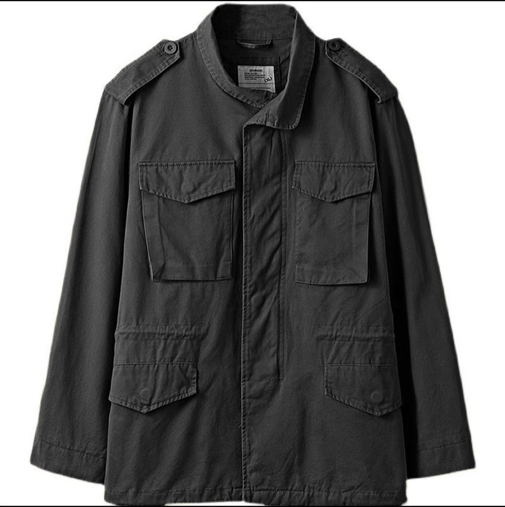 

Военно-зеленая куртка карго со стойкой и погонами, четыре кармана на пуговицах XXXL