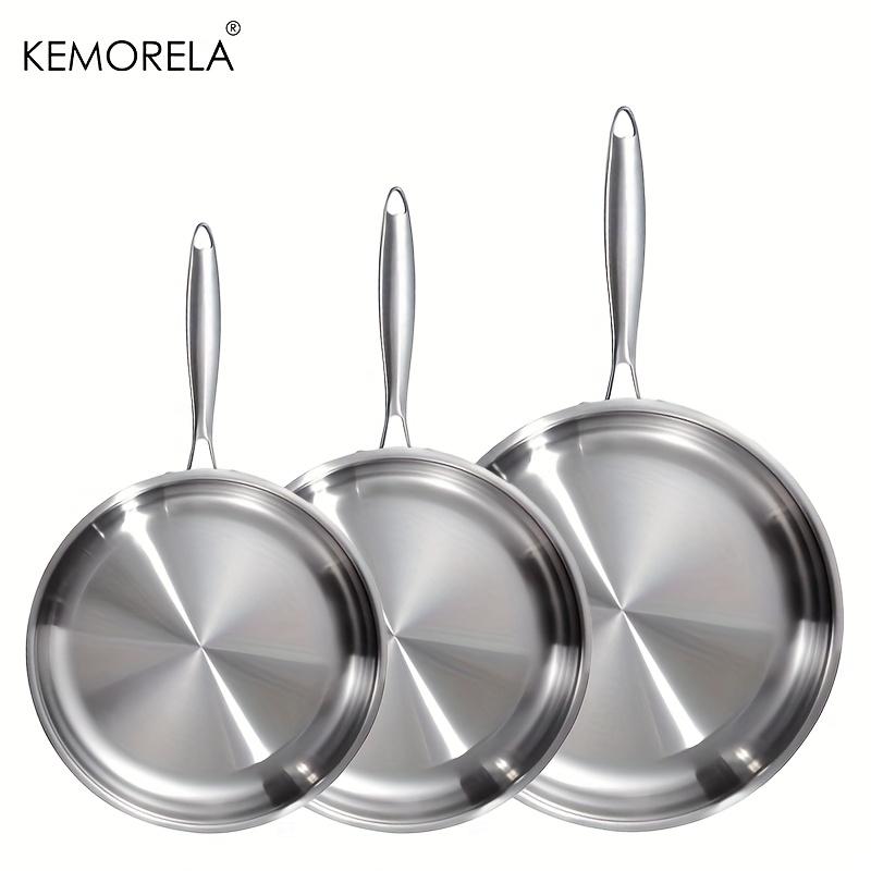 

3PCS Stainless Steel Frying Pan Set 22/26/30cm Non-Stick Frying Pan For Gas Stove And Induction Cooker PanCakes For Steak Eggs